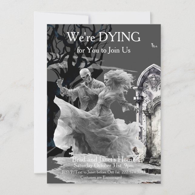 Halloween Skeletal Couple Costume Party Einladung (Vorderseite)