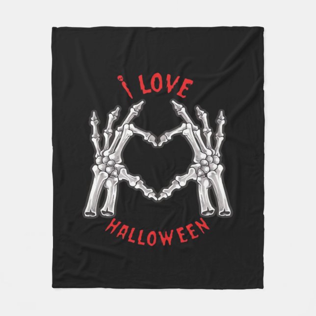 Halloween Skeletal Hands Herz Funny Sprichwort Fleecedecke (Vorderseite)