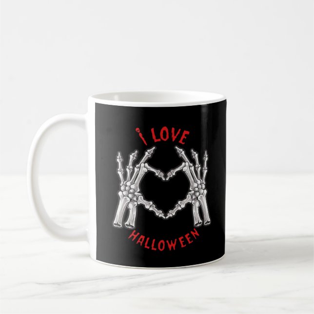 Halloween Skeletal Hands Herz Funny Sprichwort Kaffeetasse (Links)