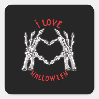 Halloween Skeletal Hands Herz Funny Sprichwort Quadratischer Aufkleber