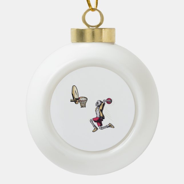 Halloween Skeletball Basketball Spieler Kostümskul Keramik Kugel-Ornament (Vorderseite)