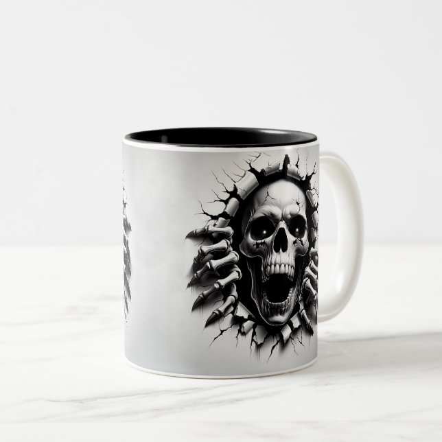 Halloween Skeleton 3 D Mug Zweifarbige Tasse (VorderseiteRechts)