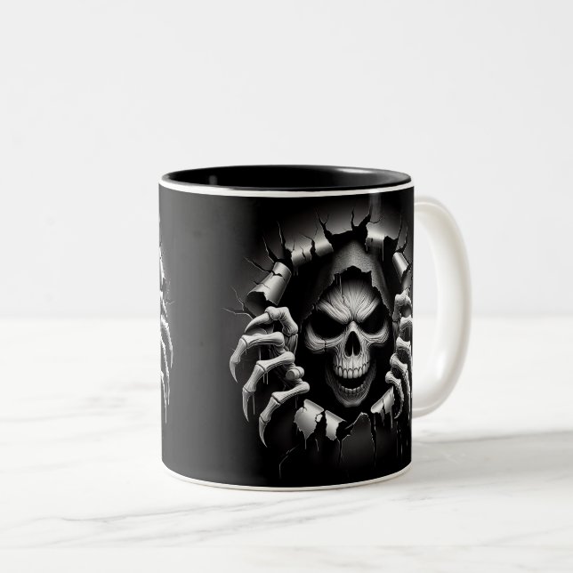Halloween Skeleton 3 D Mug Zweifarbige Tasse (VorderseiteRechts)