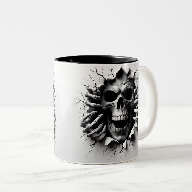 Halloween Skeleton 3 D Mug Zweifarbige Tasse (VorderseiteRechts)
