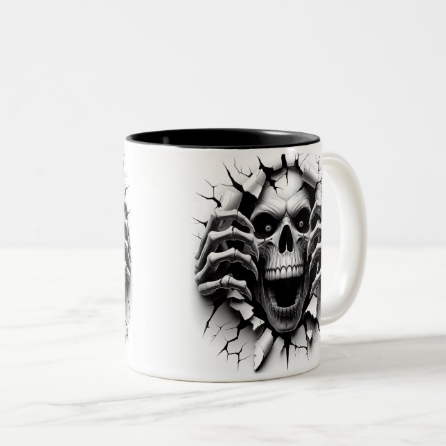 Halloween Skeleton 3 D Mug Zweifarbige Tasse (VorderseiteRechts)