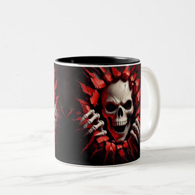 Halloween Skeleton 3 D Mug Zweifarbige Tasse (VorderseiteRechts)