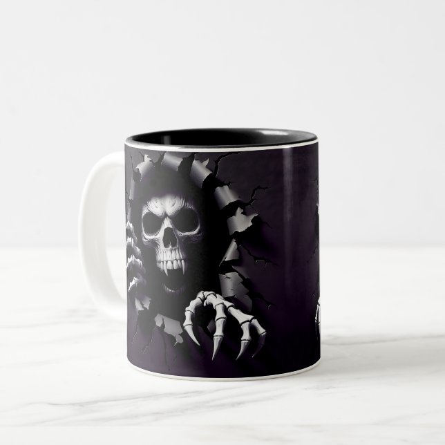 Halloween Skeleton 3 D Mug Zweifarbige Tasse (Vorderseite Links)