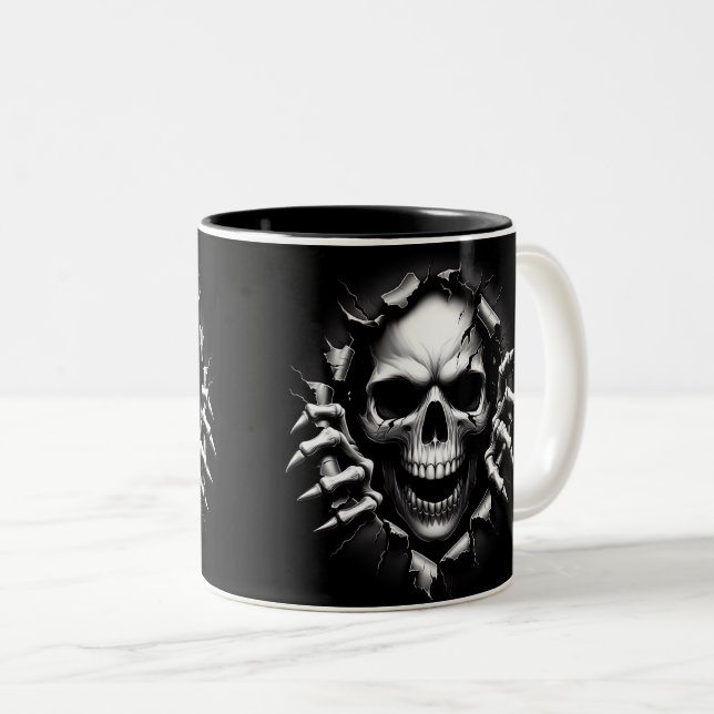 Halloween Skeleton 3 D Mug Zweifarbige Tasse (VorderseiteRechts)