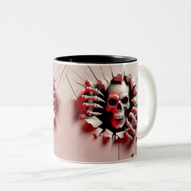 Halloween Skeleton 3 D Mug Zweifarbige Tasse (VorderseiteRechts)