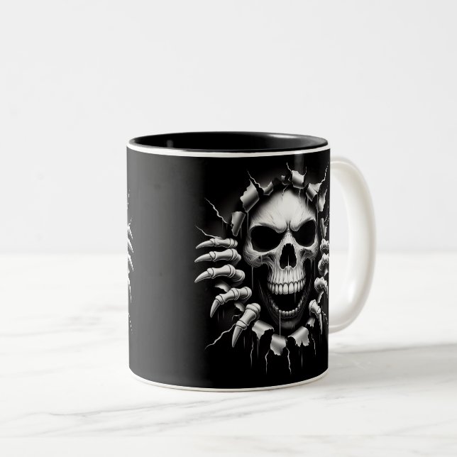 Halloween Skeleton 3 D Mug Zweifarbige Tasse (VorderseiteRechts)