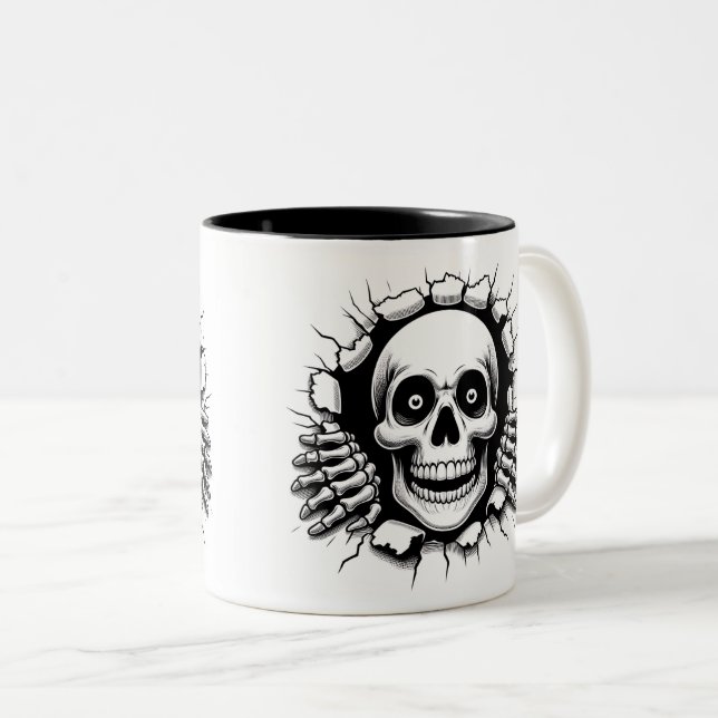 Halloween Skeleton 3 D Mug Zweifarbige Tasse (VorderseiteRechts)
