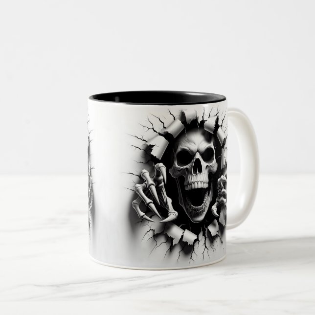 Halloween Skeleton 3 D Mug Zweifarbige Tasse (VorderseiteRechts)