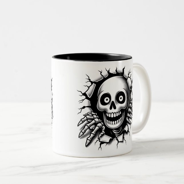 Halloween Skeleton 3 D Mug Zweifarbige Tasse (VorderseiteRechts)
