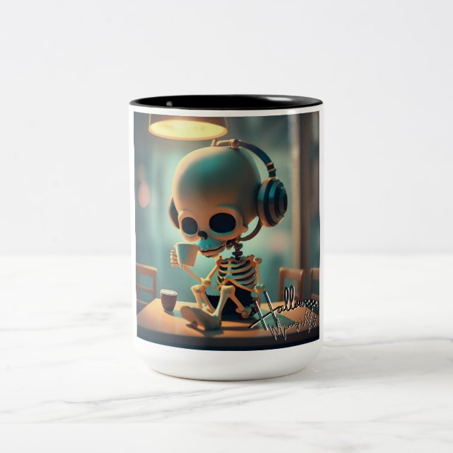 Halloween Skeleton #3 Zweifarbige Tasse (Mittel)