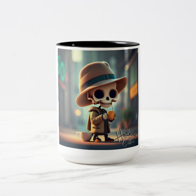 Halloween Skeleton #4 Zweifarbige Tasse (Mittel)