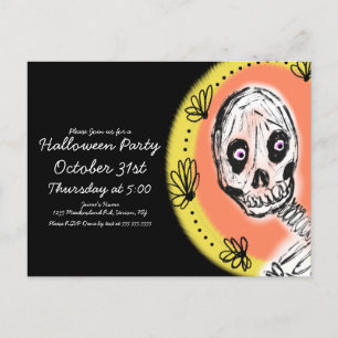 Halloween Skeleton Art Party Einladung Postkarte