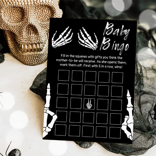 Halloween Skeleton Baby Dusche Bingo Spiel Einladung (Von Creator hochgeladen)