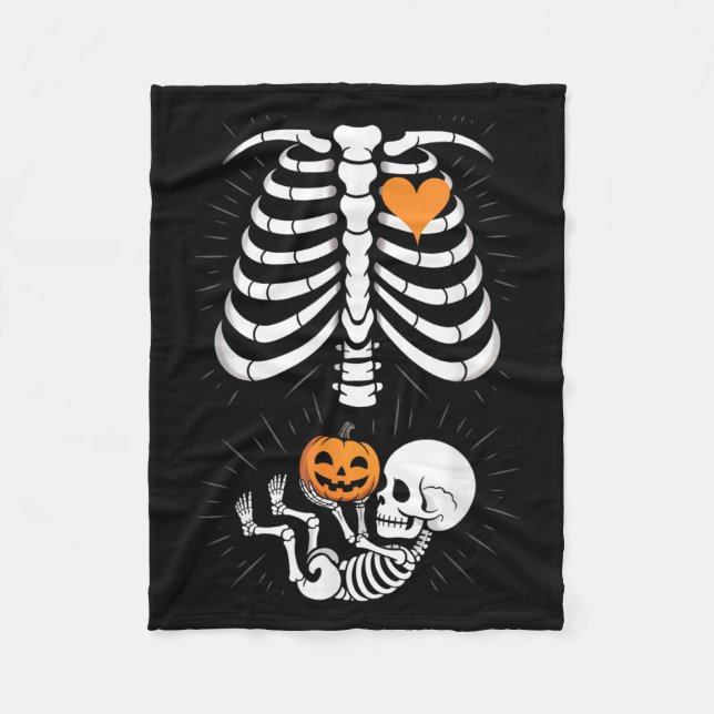 Halloween Skeleton Baby Rib Cage Maternity Pregnan Fleecedecke (Vorderseite)