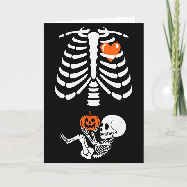 Halloween Skeleton Baby Rib Cage Maternity Pregnan Karte (Vorderseite)