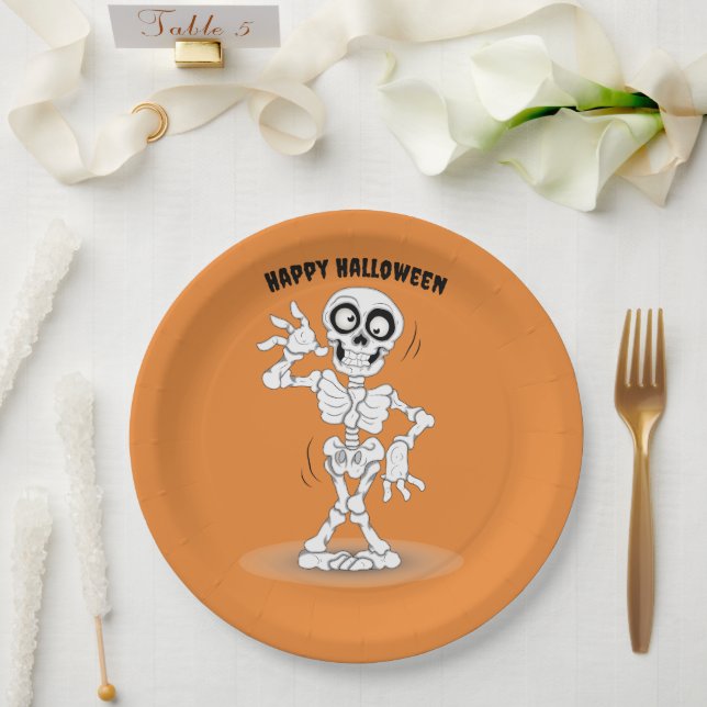 Halloween Skeleton Background Pappteller (Hochzeit)