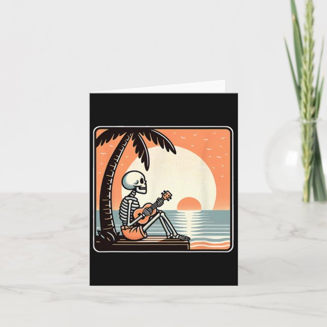 Halloween Skeleton Beach Palm Tree Karte (Vorderseite)