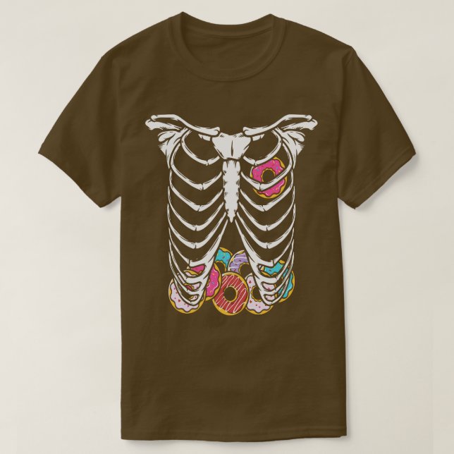 Halloween Skeleton Body Donuts Funny T-Shirt (Design vorne)