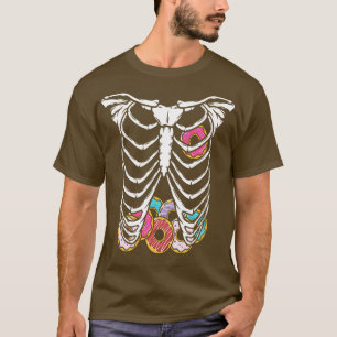 Halloween Skeleton Body Donuts Funny T-Shirt