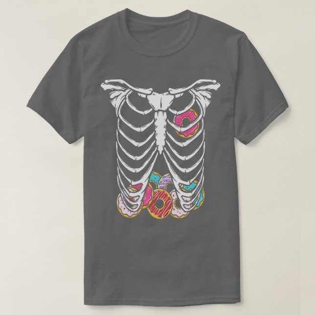 Halloween Skeleton Body Donuts Funny T-Shirt (Design vorne)