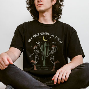 Halloween-Skeleton Boot Scooting Western T-Shirt