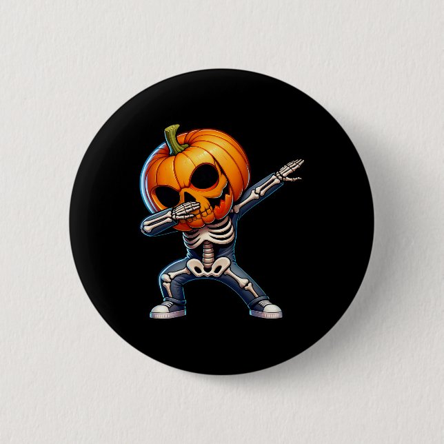 Halloween Skeleton Boys Trick Leckerei Funny Pumpk Button (Vorderseite)