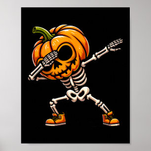 Halloween Skeleton Boys Trick Leckerei Funny Pumpk Poster