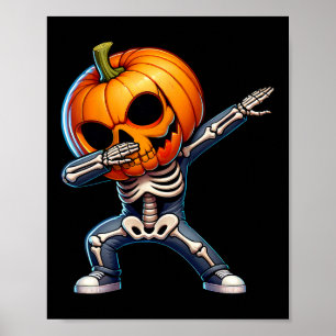 Halloween Skeleton Boys Trick Leckerei Funny Pumpk Poster