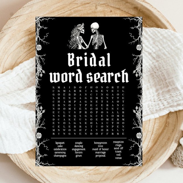Halloween Skeleton Brautparty Word Search Game Einladung (Halloween Skeleton Bridal Shower Word Search Game)