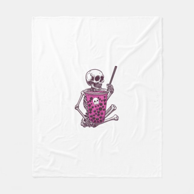 Halloween Skeleton Bubble Tee Fleecedecke (Vorderseite)