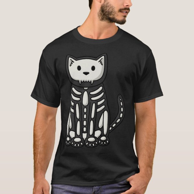 Halloween Skeleton Cat T-Shirt (Vorderseite)