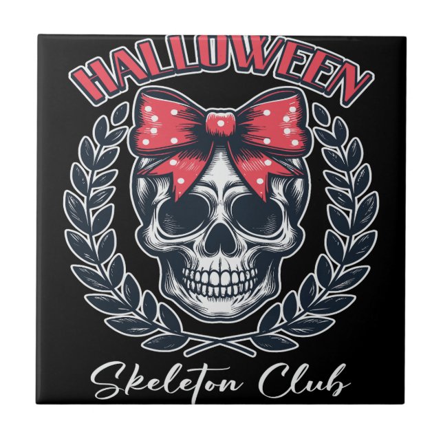 Halloween Skeleton Club Fliese (Vorderseite)