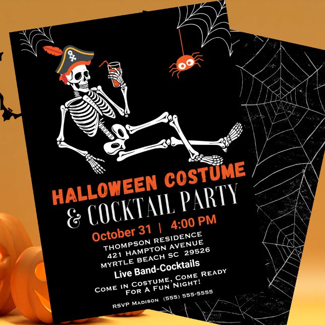 Halloween Skeleton Costume und Cocktail Party Einladung (Von Creator hochgeladen)
