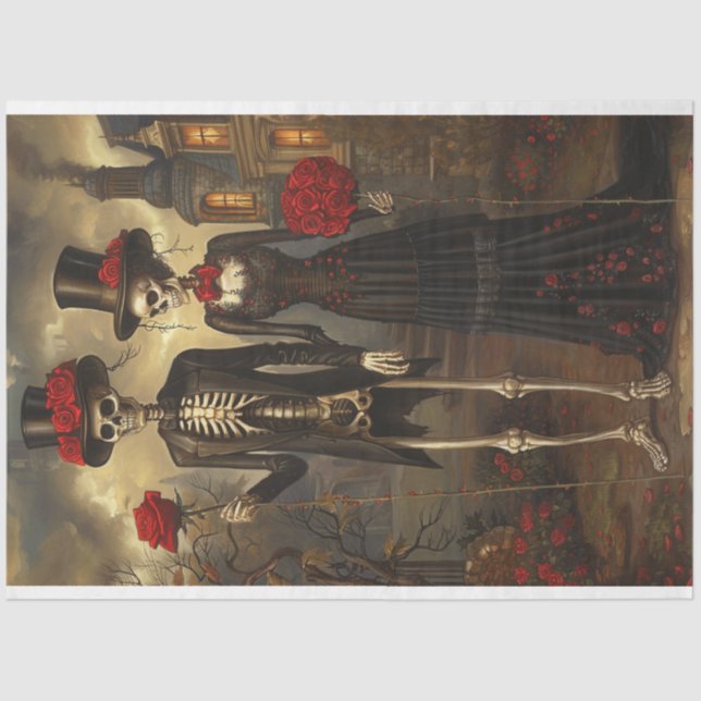 Halloween Skeleton Couple Decoupage Seidenpapier (Vorderseite)