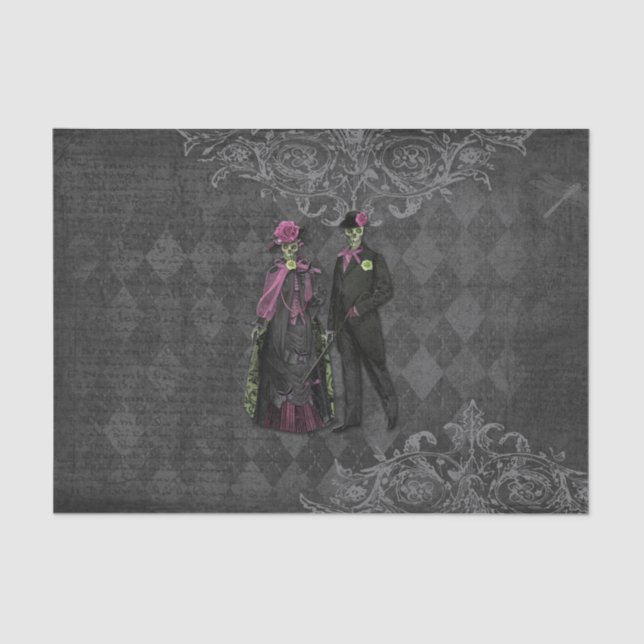 Halloween Skeleton Couple Seidenpapier (Vorderseite)