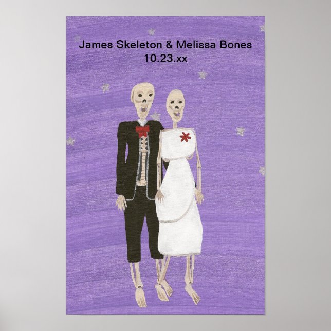 Halloween Skeleton Couple Wedding Poster (Vorne)