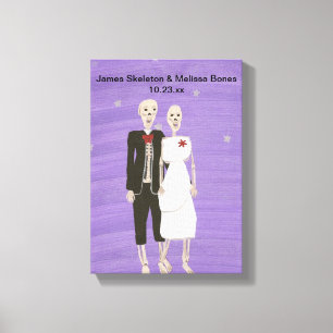 Halloween Skeleton Couple Wedding Wrapped Canvas Leinwanddruck