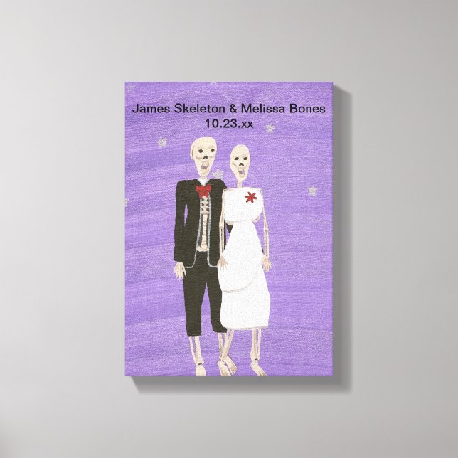 Halloween Skeleton Couple Wedding Wrapped Canvas Leinwanddruck (Vorderseite)