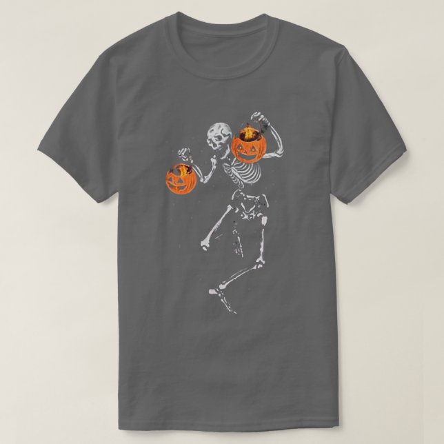 Halloween Skeleton Dancing Candy Pumpkin JackoLant T-Shirt (Design vorne)