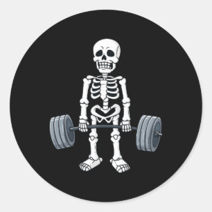 Halloween Skeleton Deadlift Fun Fitness Weightlift Runder Aufkleber