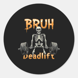 Halloween Skeleton Deadlift Funny Fitness Weightli Runder Aufkleber