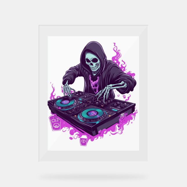 Halloween Skeleton DJ Acrylschild (Vorderseite)