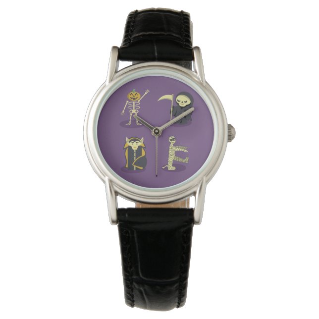 Halloween Skeleton Dracula Mummy Grim Sensenmann Armbanduhr (Vorderseite)