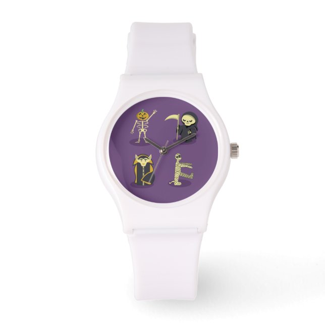 Halloween Skeleton Dracula Mummy Grim Sensenmann Armbanduhr (Vorderseite)