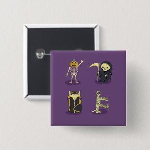 Halloween Skeleton Dracula Mummy Grim Sensenmann Button