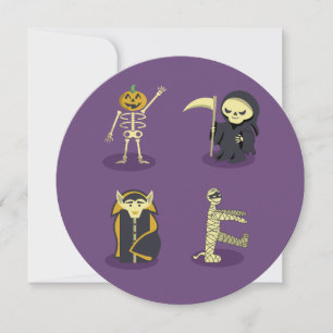 Halloween Skeleton Dracula Mummy Grim Sensenmann Einladung